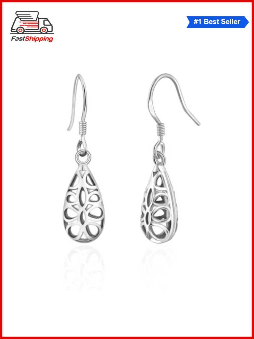 ✨ Silver Filigree Teardrop Dangle Earrings